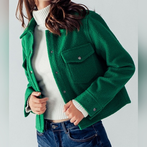 Jackets & Blazers - #206 🛑28 S, M FINAL PRICE SNAP BUTTON SEMI CROP TEDDY JACKET